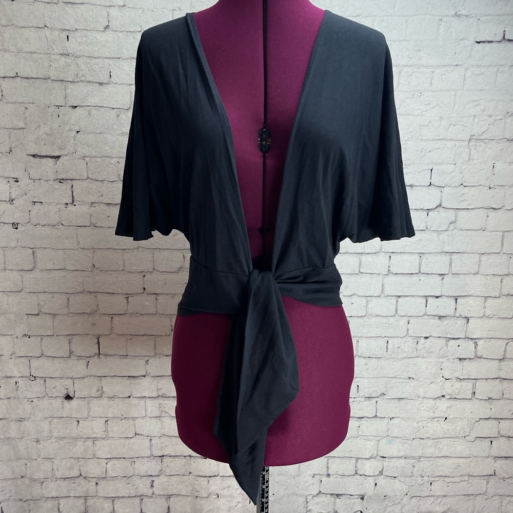Ann Taylor Loft size small black tie front bolero